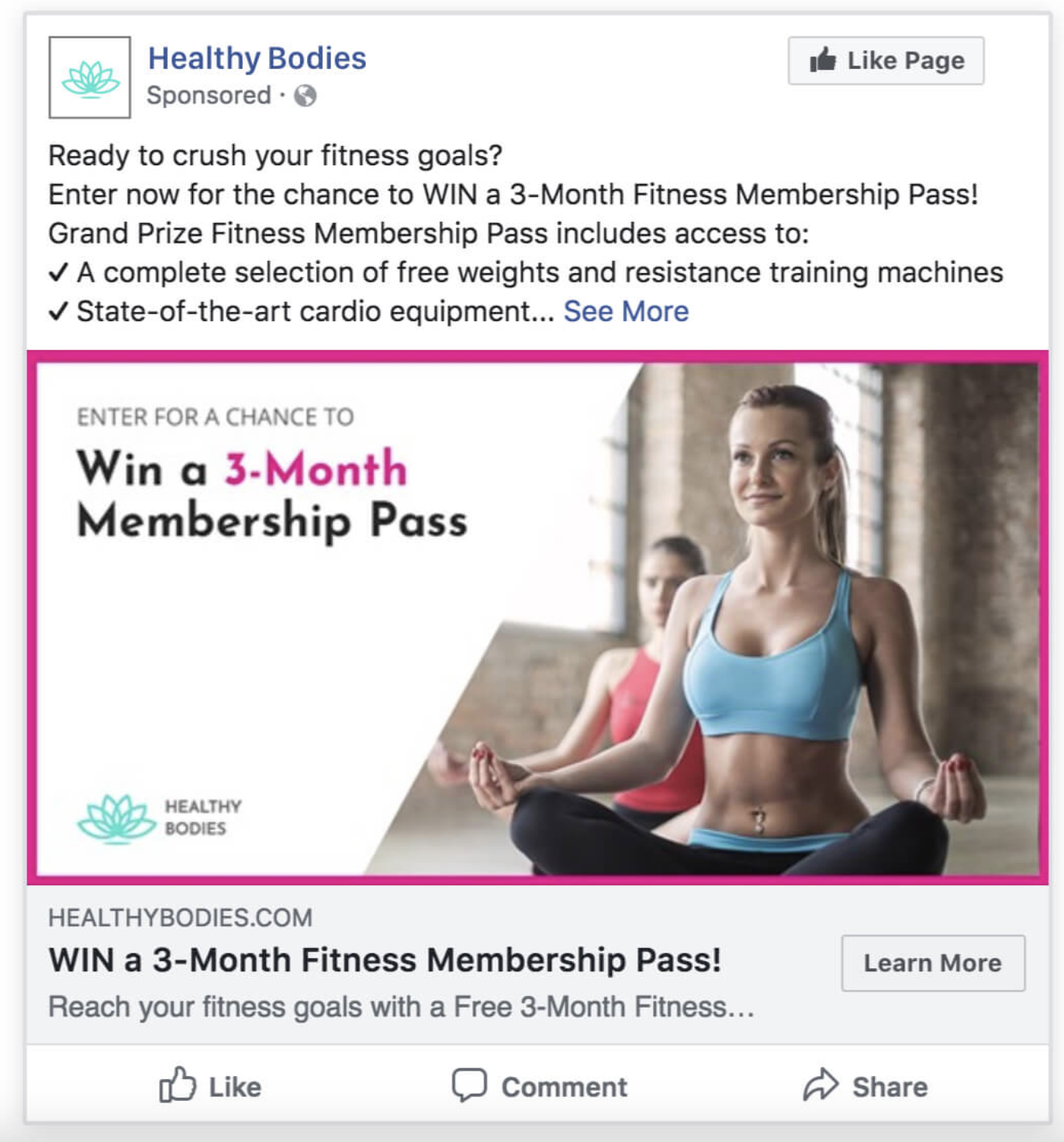 a 3-month membership gym giveaway prize