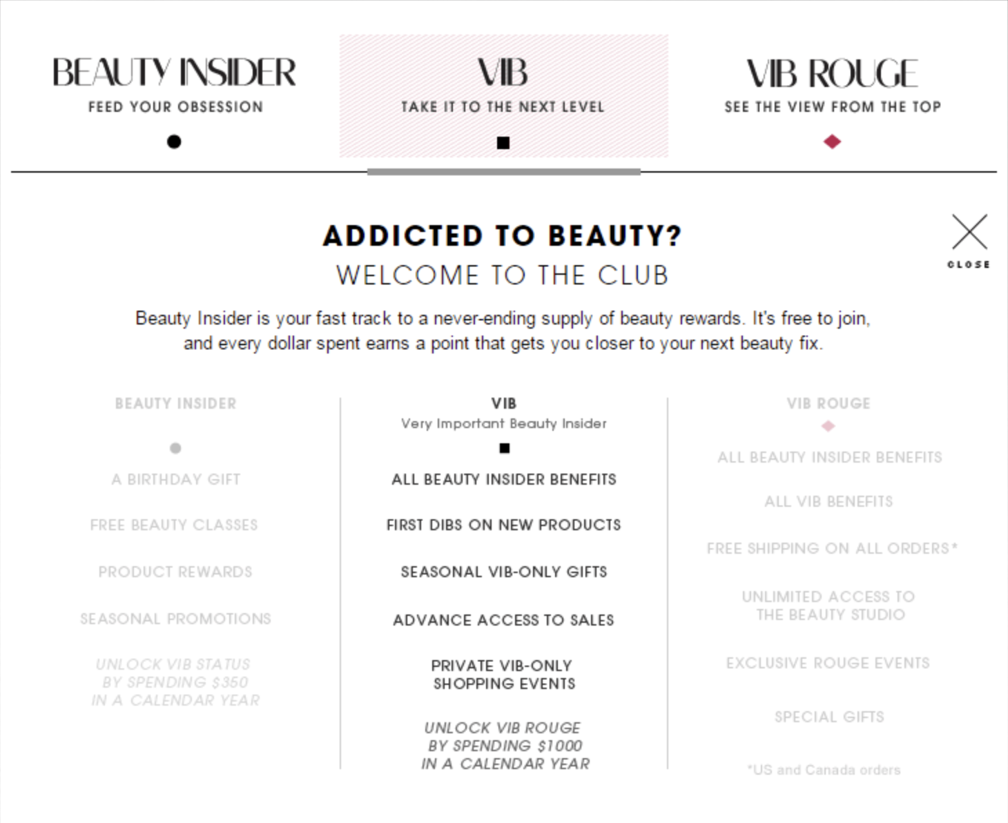 sephora's exclusive VIB membership