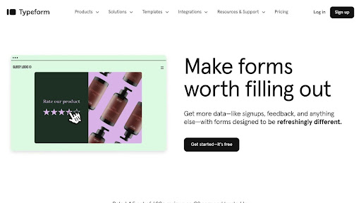 Typeform's home page